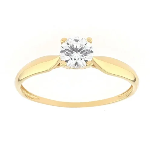 Bague Femme Solitaire OR 375/1000 Jaune et Oxyde