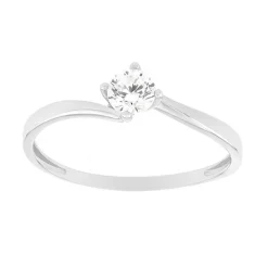 Bague Femme Solitaire OR 375/1000 Blanc et Oxyde