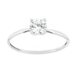 Bague Femme Solitaire OR 375/1000 Blanc et Oxyde
