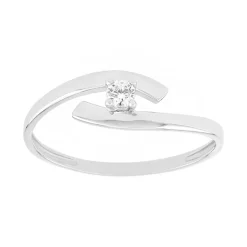 Bague Femme Solitaire OR 375/1000 Blanc et Oxyde