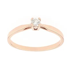 Bague Femme Solitaire OR 750/1000 Rose et Diamant