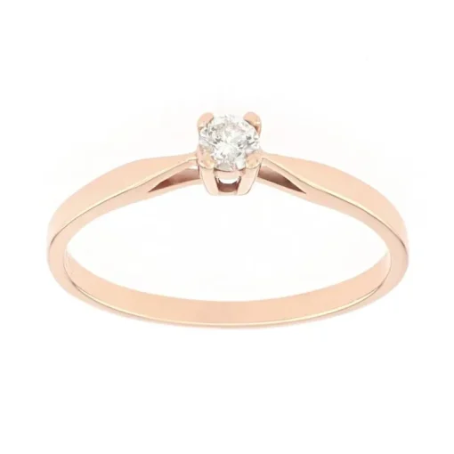 Bague Femme Solitaire OR 750/1000 Rose et Diamant