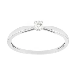 Bague Femme Solitaire OR 750/1000 Blanc et Diamant