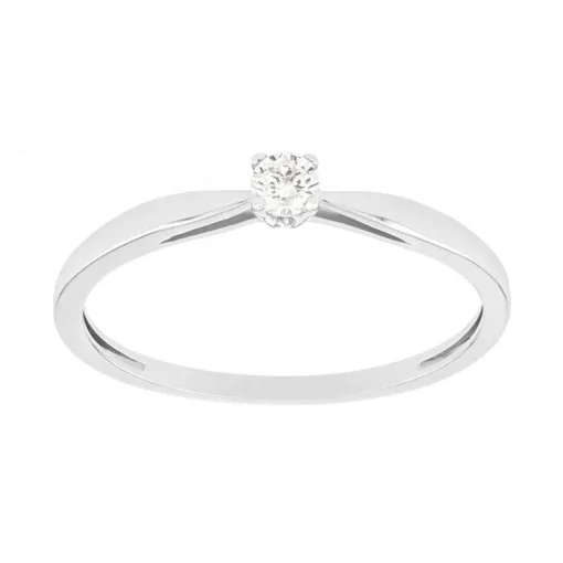 Bague Femme Solitaire OR 750/1000 Blanc et Diamant