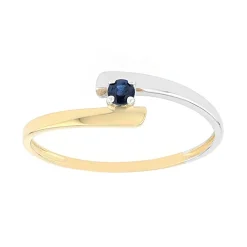 Bague Femme solitaire OR 375/1000 bicolore et saphir
