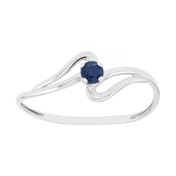 Bague Femme solitaire OR 375/1000 Blanc et saphir