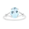 Bague Femme solitaire OR 375/1000 Blanc et Aigue-Marine