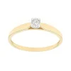 Bague Femme solitaire OR 375/1000 jaune et diamant pastillé