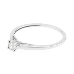 Bague Femme solitaire OR 375/1000 blanc et diamant pastillé