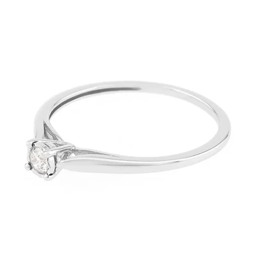 Bague Femme solitaire OR 375/1000 blanc et diamant pastillé