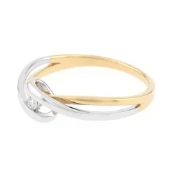 Bague Femme solitaire OR 375/1000 bicolore et diamant