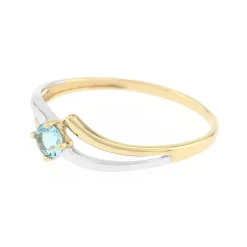 Bague femme solitaire OR 375/1000 bicolore et topaze