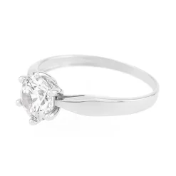 Bague Femme Solitaire OR 375/1000 Blanc et Oxyde