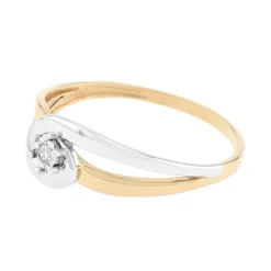 Bague Femme Solitaire OR 375/1000 Bicolore et Diamant