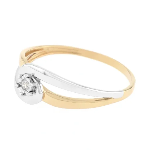 Bague Femme Solitaire OR 375/1000 Bicolore et Diamant