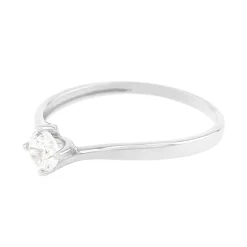 Bague Femme Solitaire OR 375/1000 Blanc et Oxyde