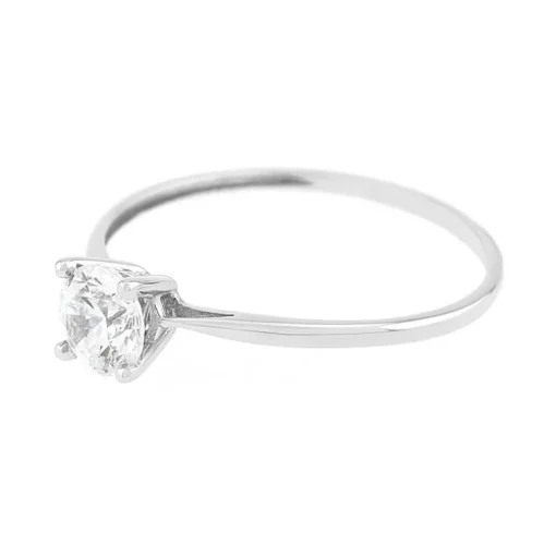 Bague Femme Solitaire OR 375/1000 Blanc et Oxyde