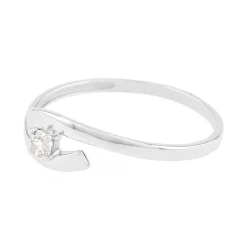 Bague Femme Solitaire OR 375/1000 Blanc et Oxyde