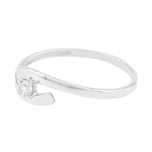 Bague Femme Solitaire OR 375/1000 Blanc et Oxyde