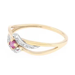 Bague Femme Solitaire OR 750/1000 Bicolore et Rubis