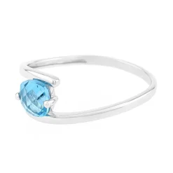 Bague Femme Solitaire OR 375/1000 Blanc et Topaze