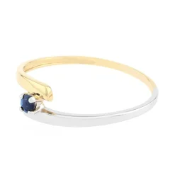 Bague Femme solitaire OR 375/1000 bicolore et saphir