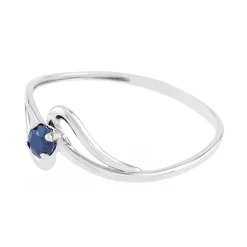 Bague Femme solitaire OR 375/1000 Blanc et saphir