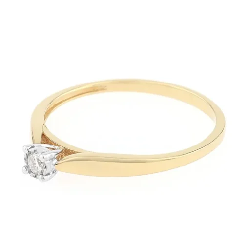 Bague Femme solitaire OR 375/1000 jaune et diamant pastillé