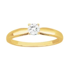 Bague Femme Solitaire PLAQUE OR Jaune et Oxyde