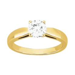 Bague Femme Solitaire PLAQUE OR Jaune et Oxyde