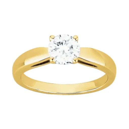 Bague Femme Solitaire PLAQUE OR Jaune et Oxyde