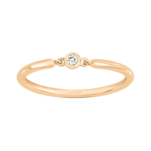 Bague Femme Solitaire Essentielle  La Garçonne PLAQUE OR et Diamant