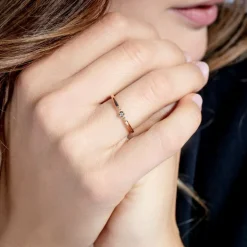 Bague Femme Solitaire Essentielle  La Garçonne PLAQUE OR et Diamant