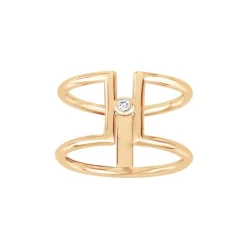 Bague Femme Solitaire Harmonie  La Garçonne PLAQUE OR et Diamant