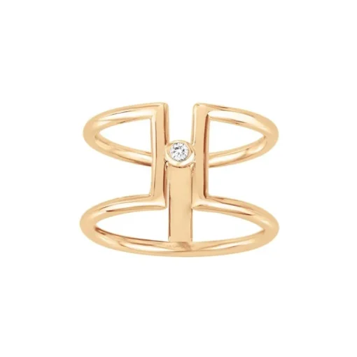 Bague Femme Solitaire Harmonie  La Garçonne PLAQUE OR et Diamant