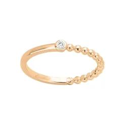 Bague Femme Solitaire Indécise  La Garçonne PLAQUE OR et Diamant
