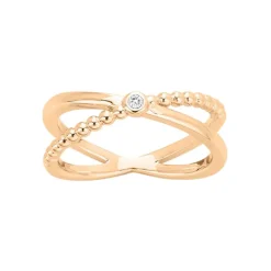 Bague Femme Solitaire Indécise La Garçonne PLAQUE OR et Diamant