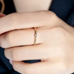 Bague Femme Solitaire Indécise  La Garçonne PLAQUE OR et Diamant
