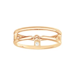 Bague Femme Solitaire Optimiste La Garçonne PLAQUE OR et Diamant