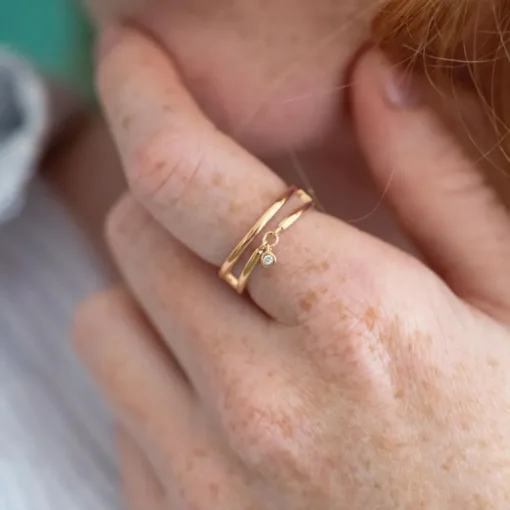Bague Femme Solitaire Optimiste La Garçonne PLAQUE OR et Diamant