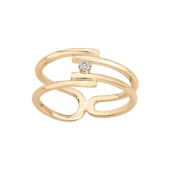 Bague Femme Solitaire Évidence La Garçonne PLAQUE OR et Diamant