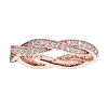 Bague Femme Taille 56 PANDORA TORSADES SCINTILLANTE Doré Rose 14 Carats