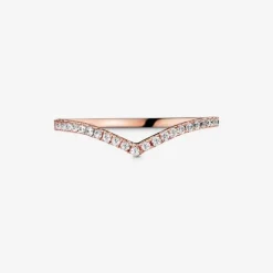 Bague Femme Taille 58 PANDORA VŒU SCINTILLANT Doré Rose 14 Carats