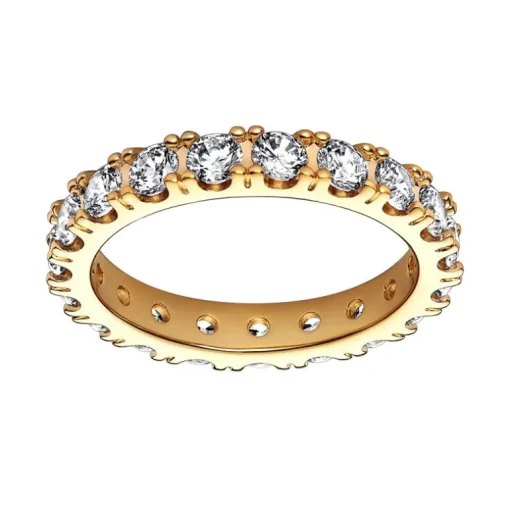 Bague Femme Taille 50 PANDORA ÉTERNITÉ RANG SCINTILLANT Doré 14 Carats