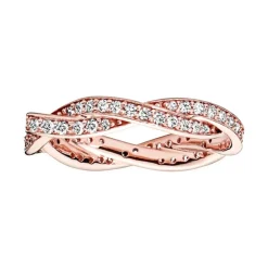 Bague Femme Taille 56 PANDORA TORSADES SCINTILLANTE Doré Rose 14 Carats