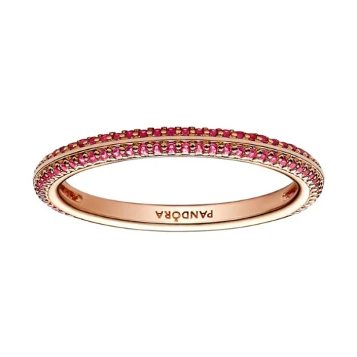Bague Femme Taille 50 PANDORA ME PAVÉE ROUGE Doré Rose 14 Carats