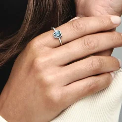 Bague Femme Taille 56 PANDORA CERCLES DE L’ÉTERNITÉ BLEU AZUR Argent 925/1000