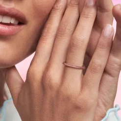 Bague Femme Taille 50 PANDORA ME PAVÉE ROUGE Doré Rose 14 Carats