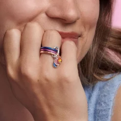Bague Femme Taille 50 PANDORA ME PAVÉE Doré Rose 14 Carats