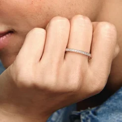 Bague Femme Taille 56 PANDORA SCINTILLEMENT Doré Rose 14 Carats